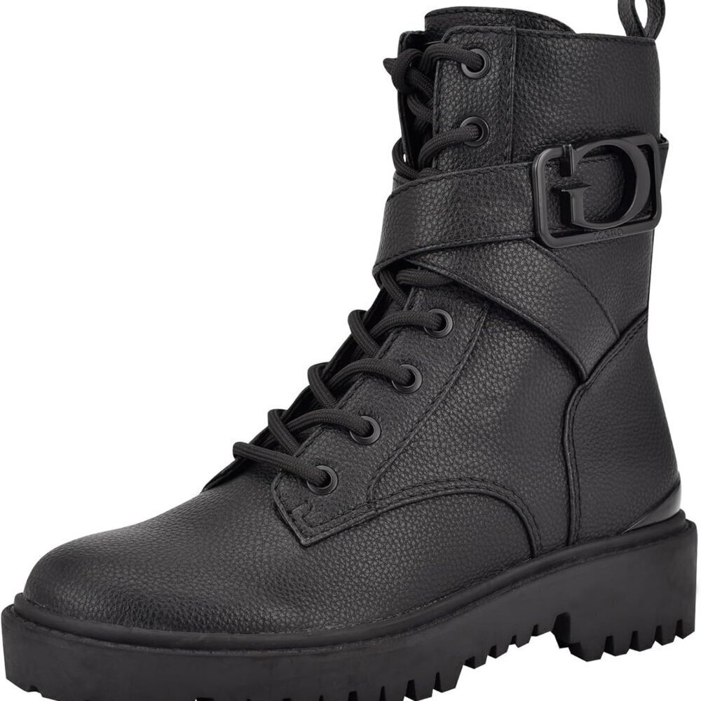 Women's Combat Bootie Rubber Sole Synthetic Upper Size 8 Black Imported
